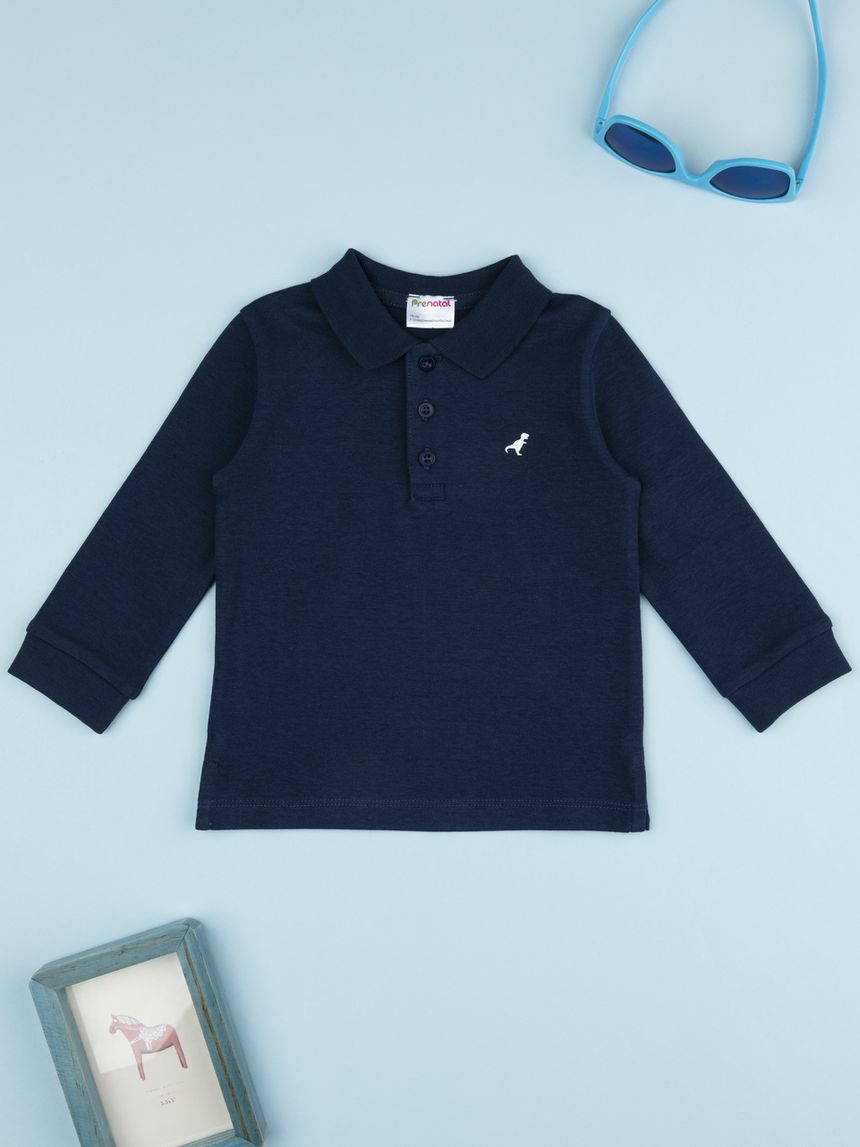Polo bimbo blu maniche lunghe