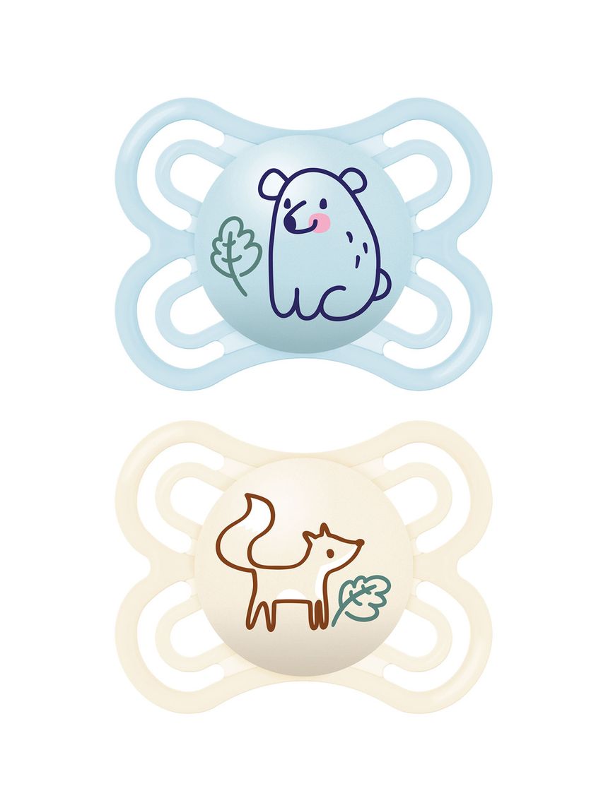 Succhietto perfect confezione doppia 2-6 mesi con porta ciuccio - azzurro - mam