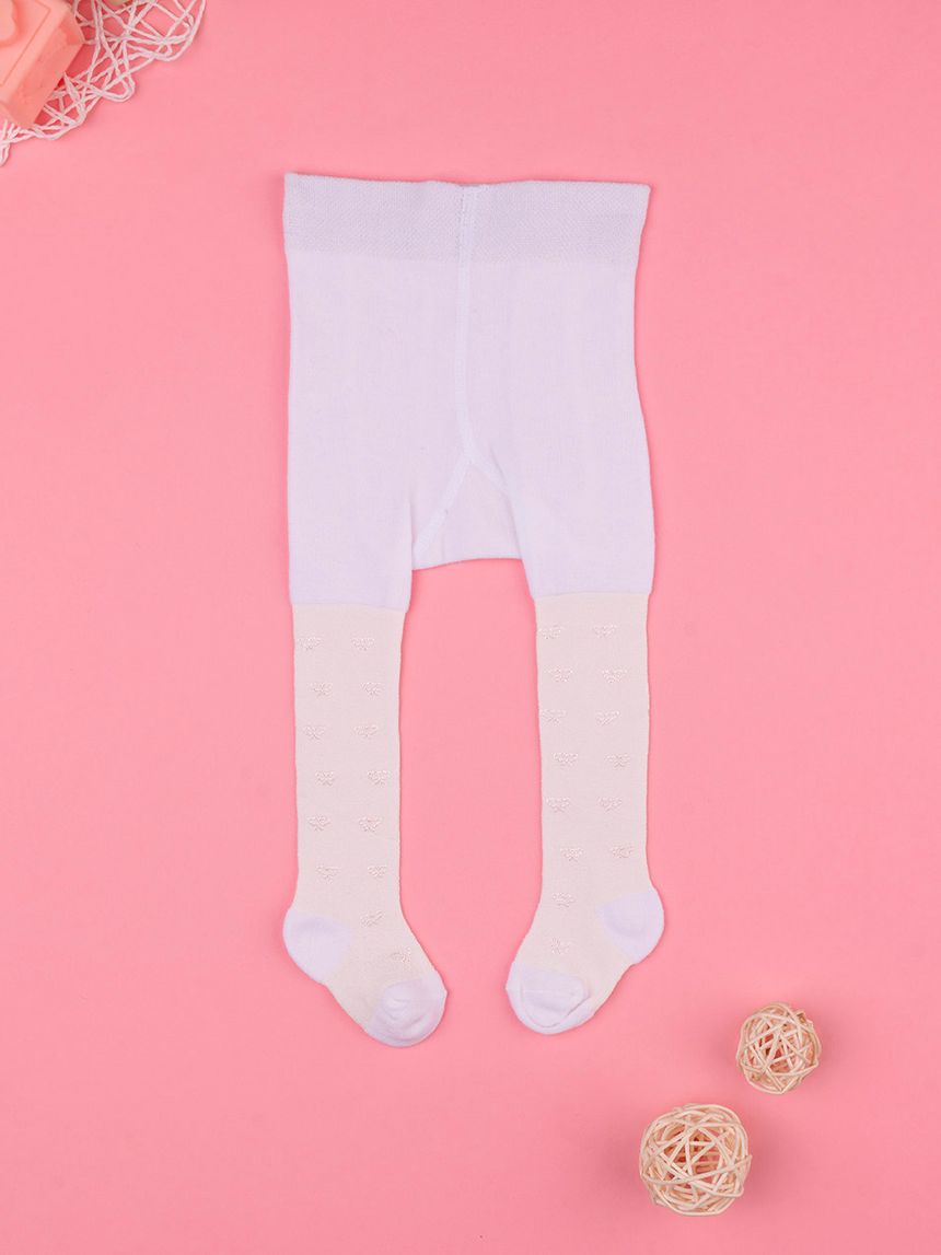 Collant bianche con fiocchi