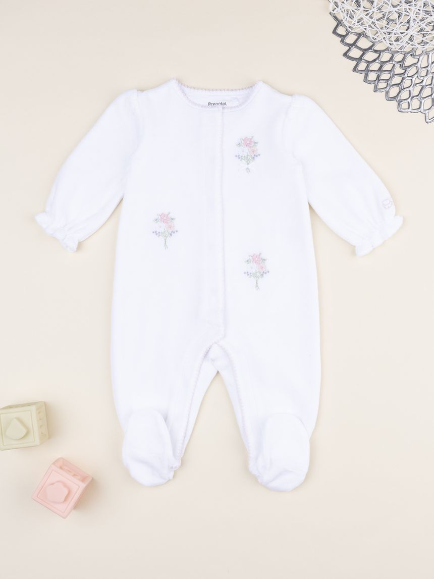 Tutina bimba bianca ricami fiori