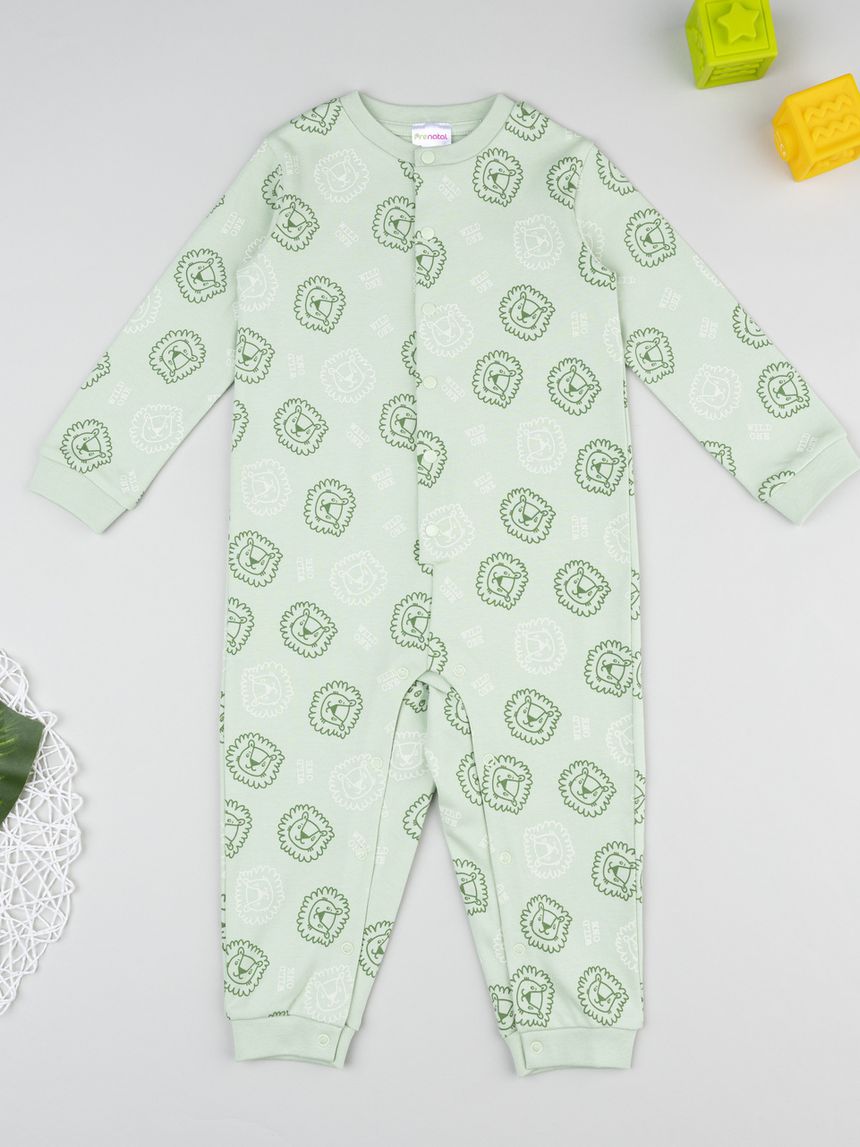 Pigiamone bimbo verde leoni allover