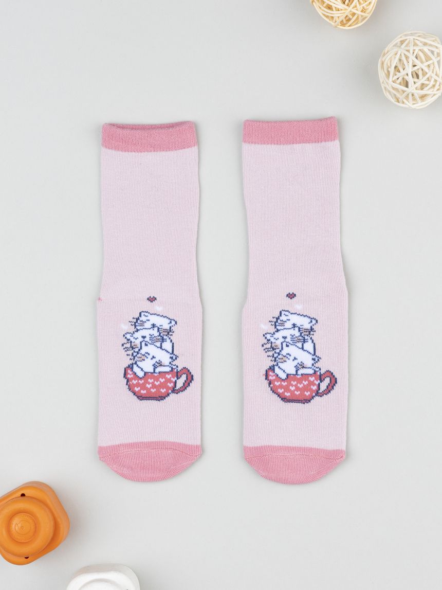 Antiscivolo bimba rosa gatti