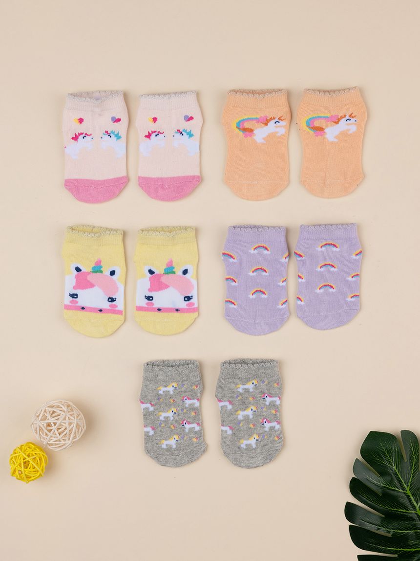 Pack 5 paia calze bimba "unicorno"