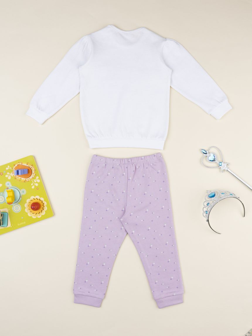 Pigiama  felpato bimba bianco/lilla