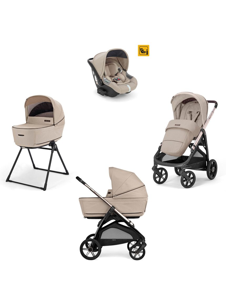 Sistema modulare aptica system quattro colore pashmina beige con telaio palladio e seggiolino auto darwin infant - inglesina