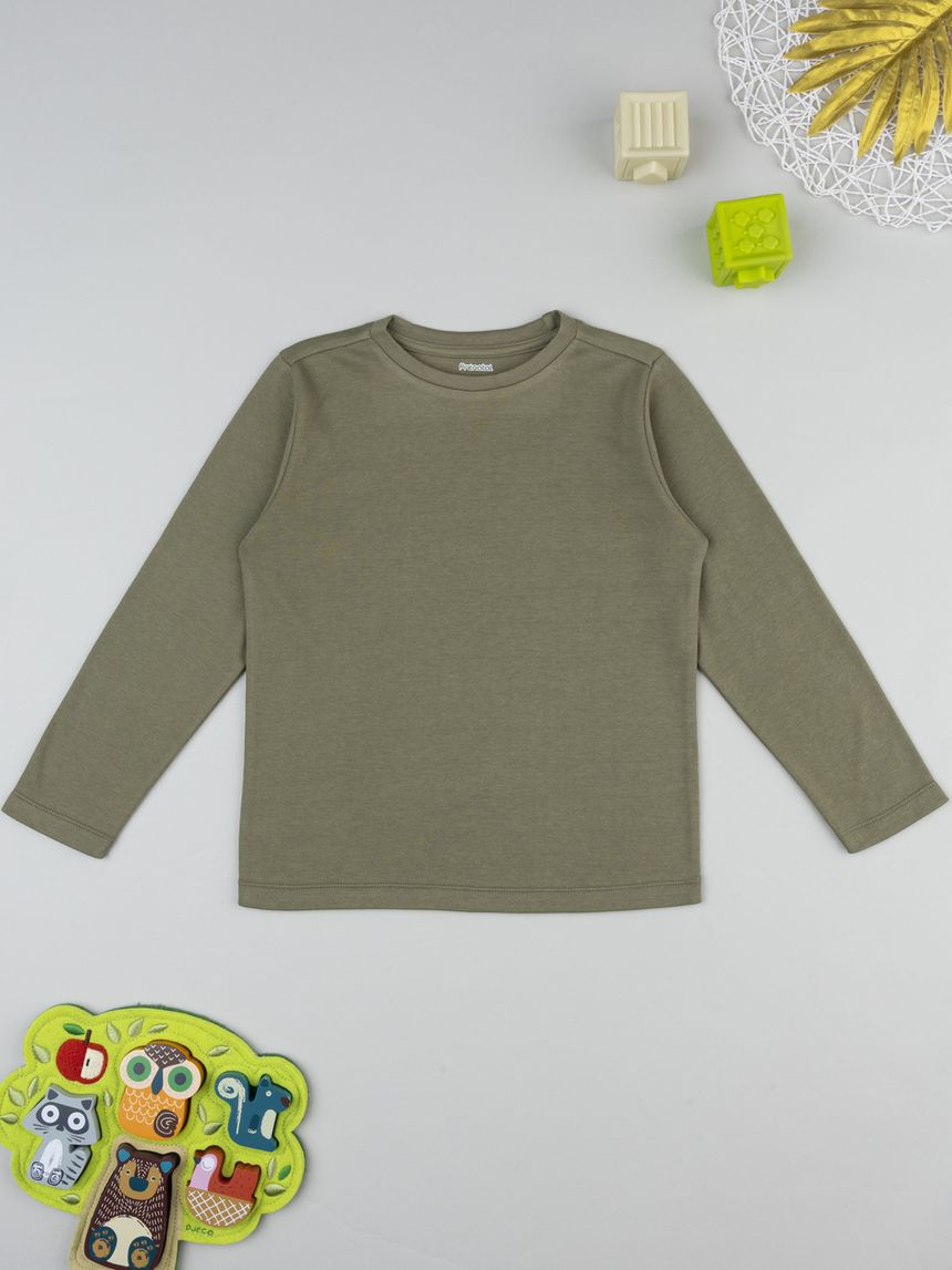 T-shirt verde bimbo maniche lunghe