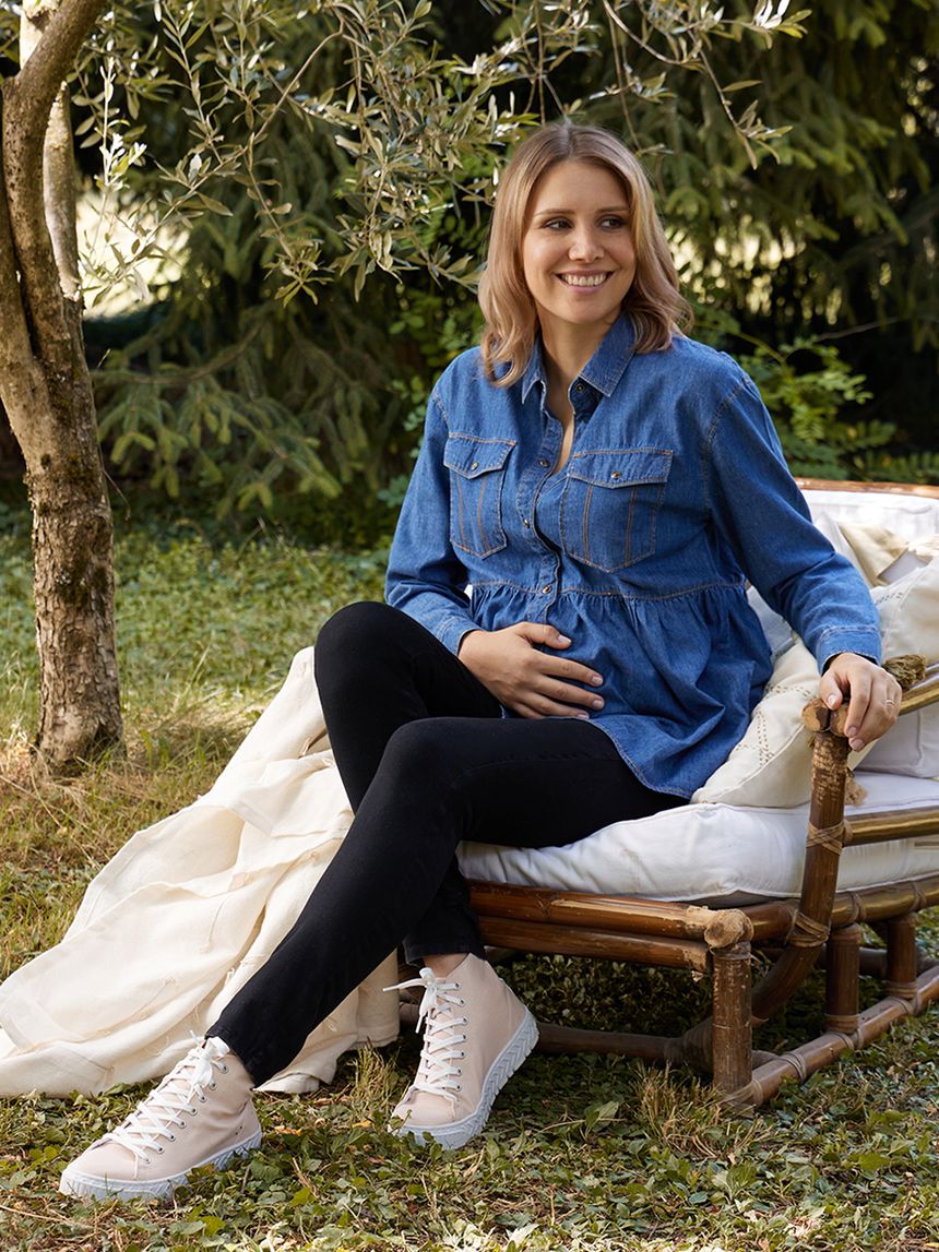 Pantalone premaman con fascia alta in vita