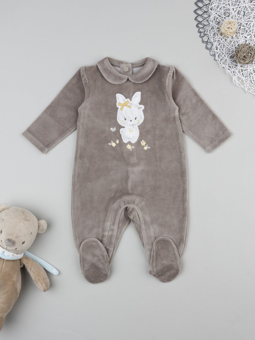 Tutina bimba marrone fiorellini allover