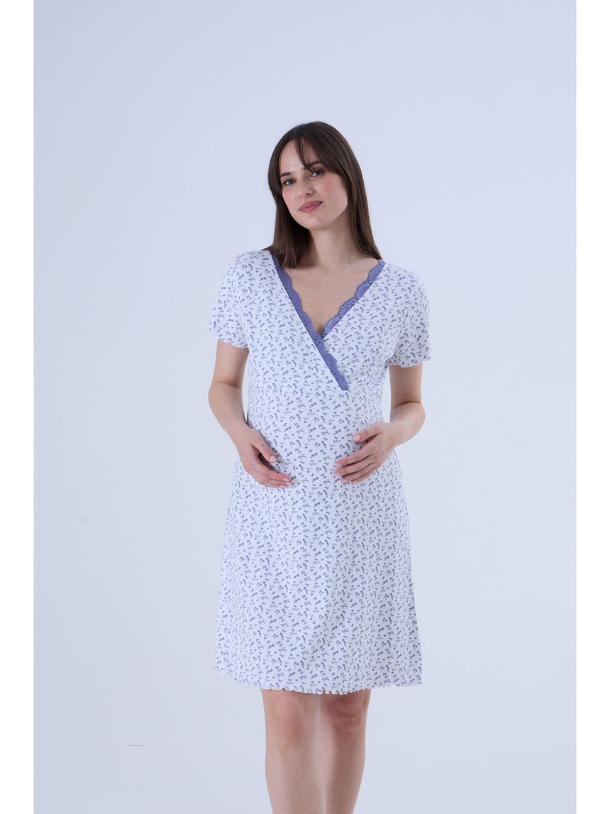 Camicia da notte premaman con pizzo e fiori