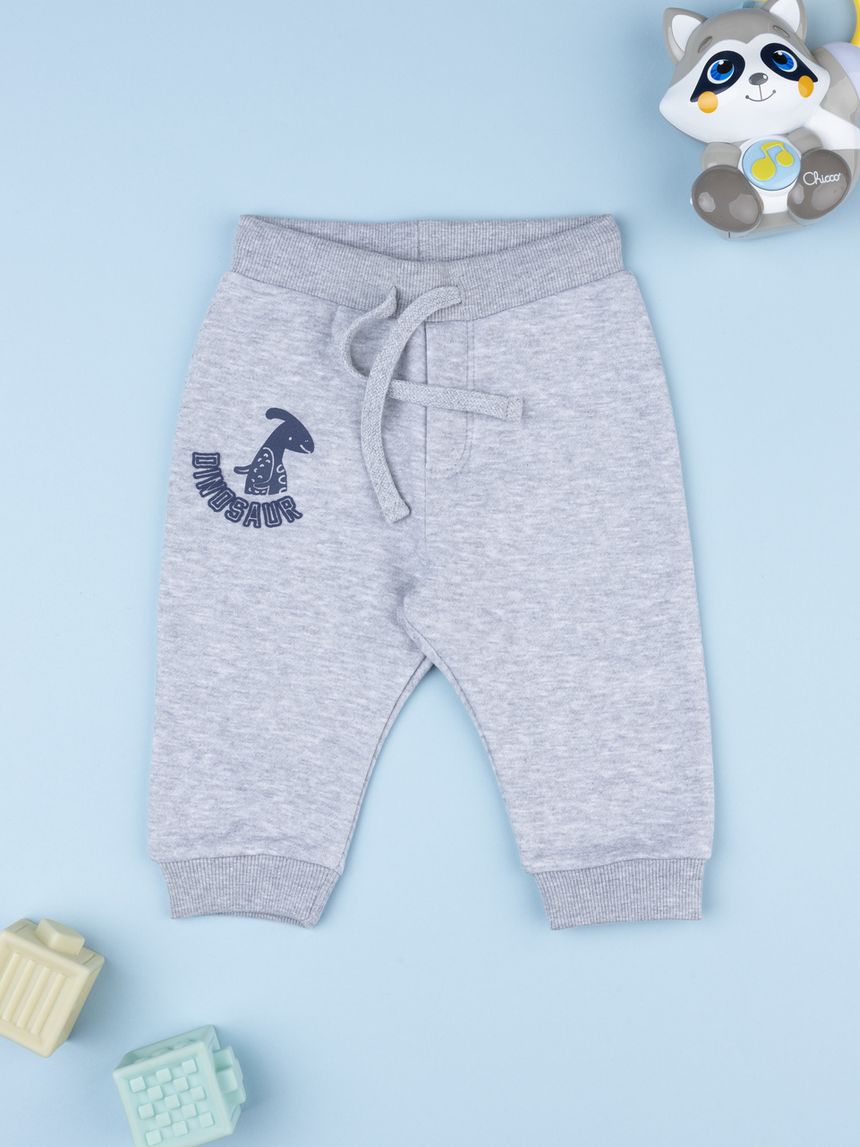Pantalone felpato bimbo grigio "dinosaur"