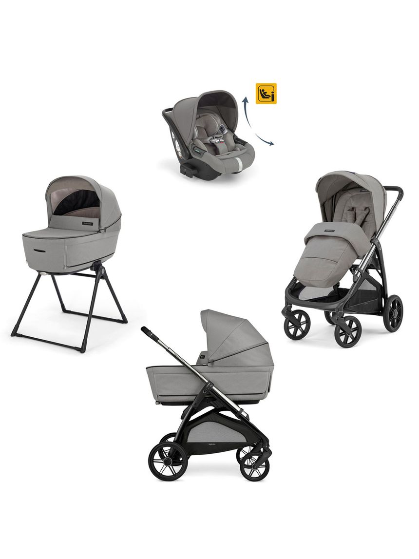 Sistema modulare aptica system quattro colore platinum grey con telaio litio e seggiolino auto darwin infant recline - inglesina