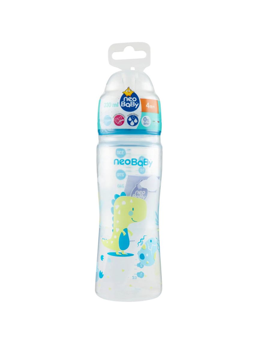 Biberon pp collo largo silicone 330ml - blu - flusso veloce  - neo baby