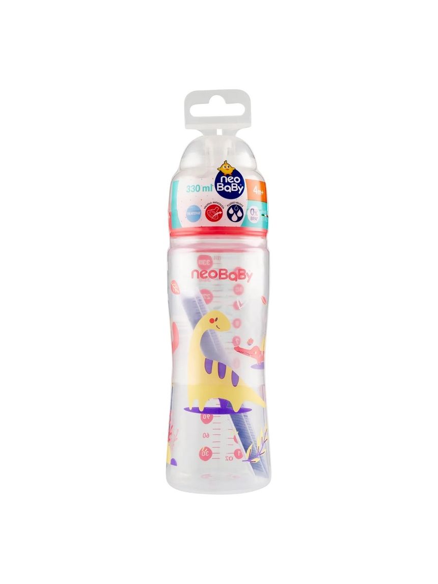 Biberon pp collo largo silicone 330ml - rosa - flusso veloce  - neo baby