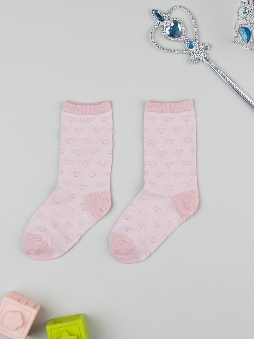 Gambaletto bambina rosa cuori