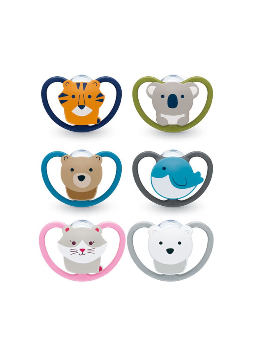 Succhietto space silicone 18-36 m colori assortiti (blister da 2 pz) - nuk