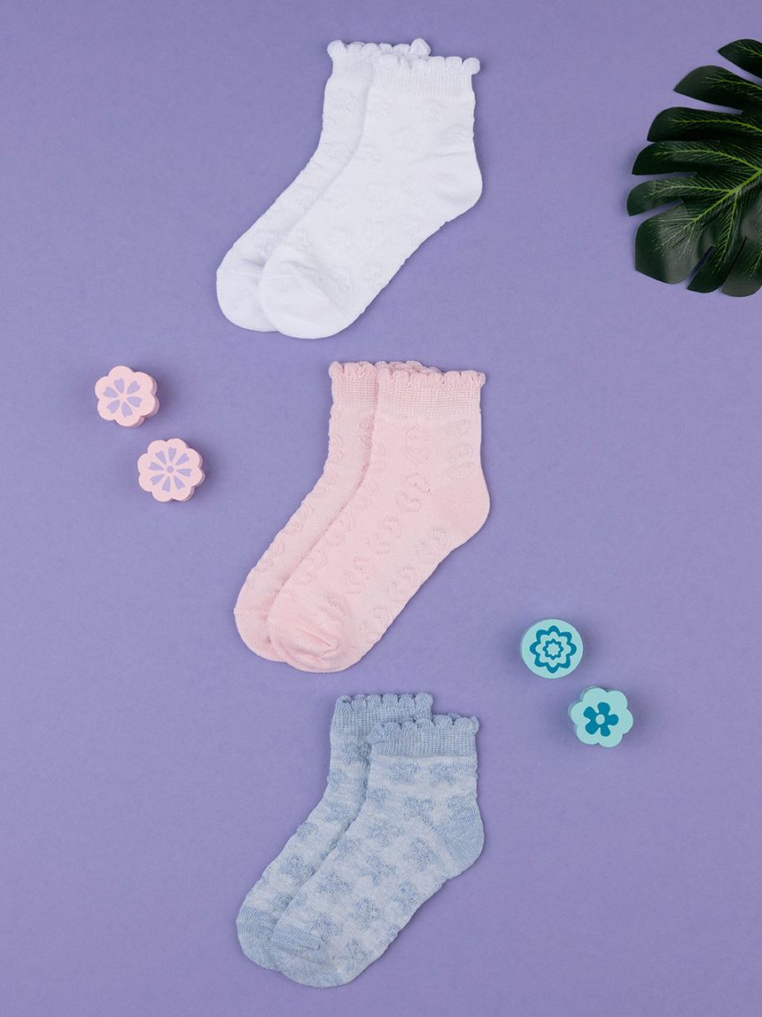 Pack x3 calze corte bambina  in cotone