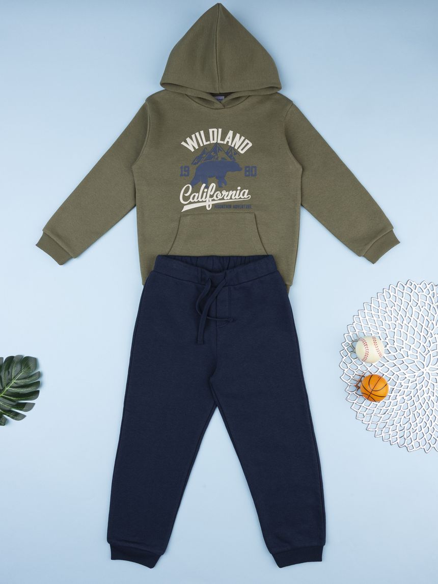 Completo jogging bimbo verde/blu