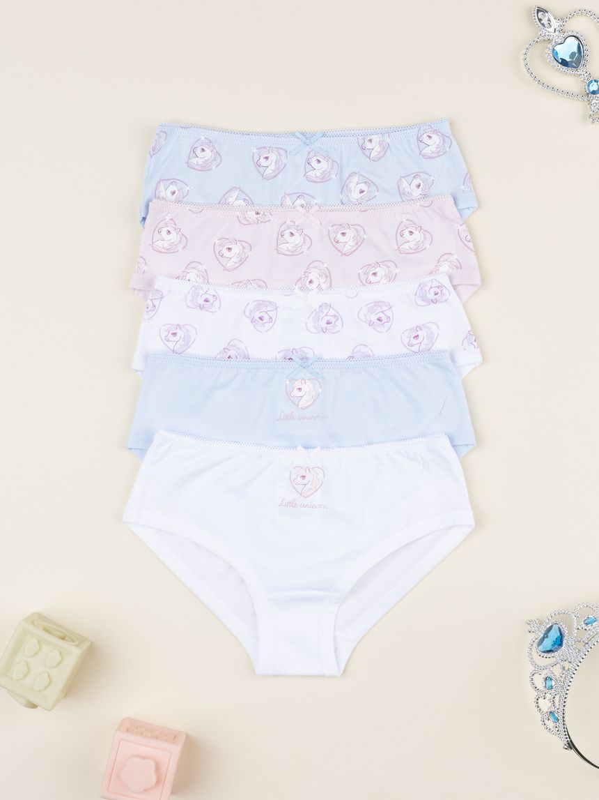Pack 5 slip bambina unicorno