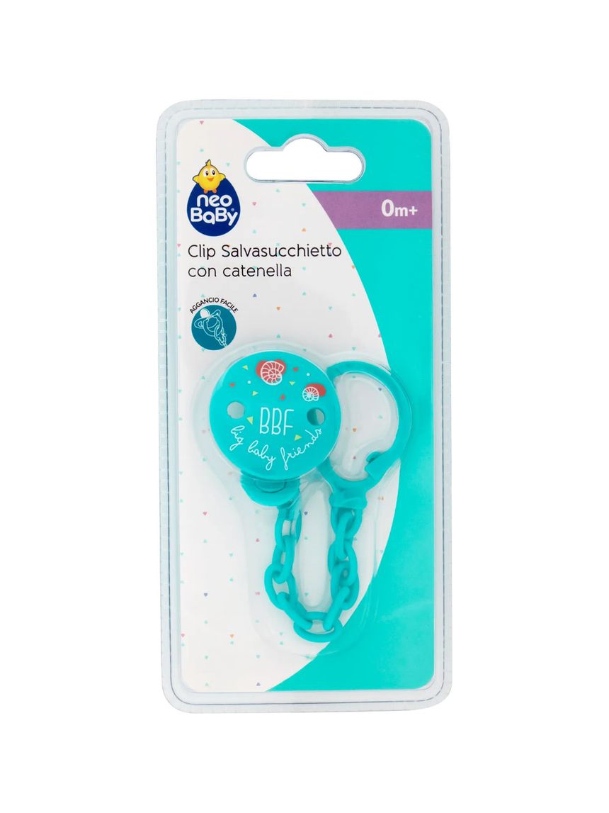 Clip salvasucchietto con catenella - verde - neo baby