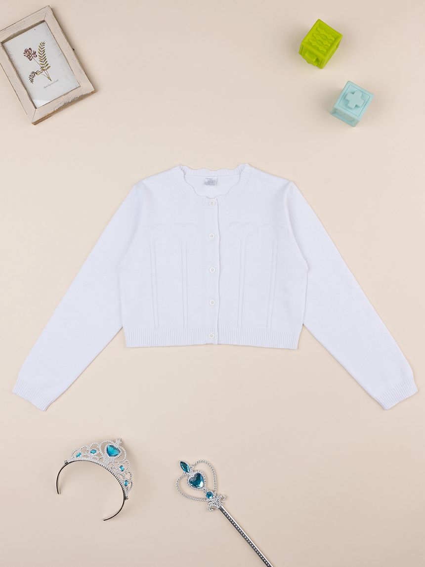 Cardigan bimba bianco traforato