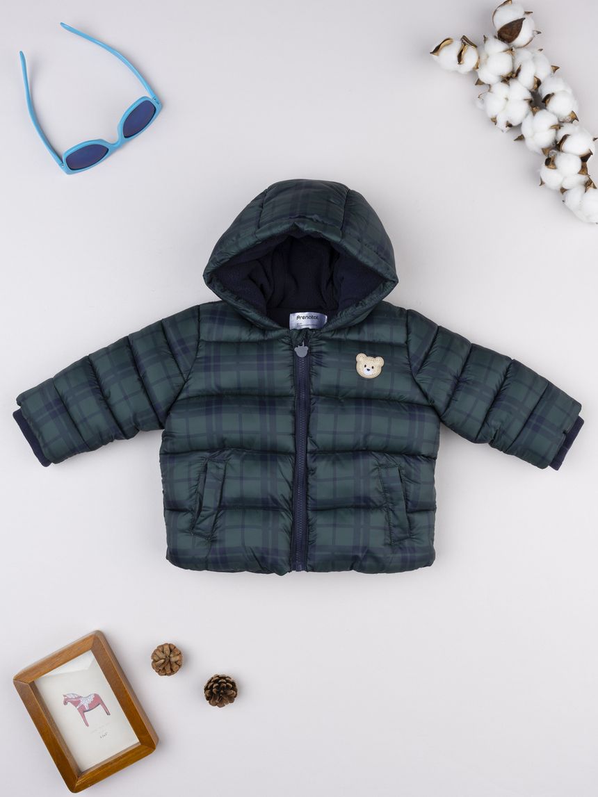 Piumino scozzese bimbo con patch