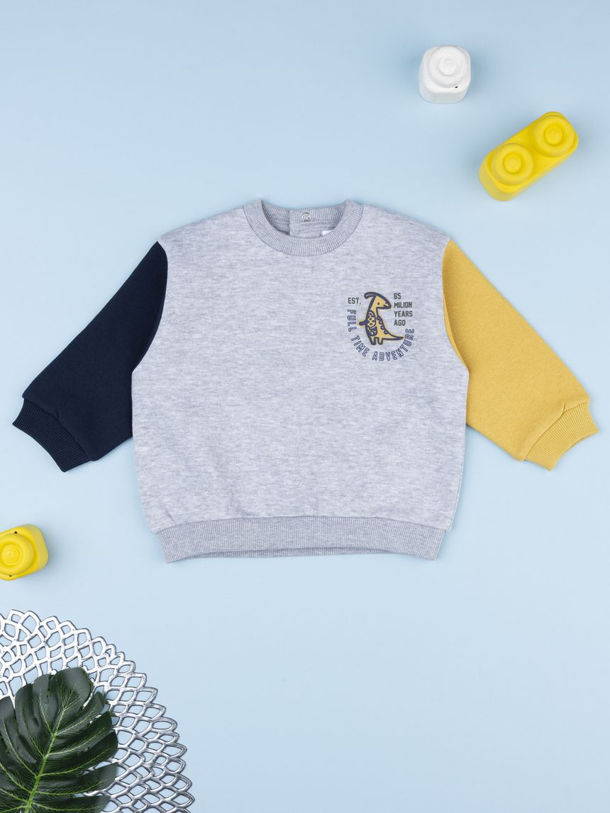 Felpa bimbo color block grigio