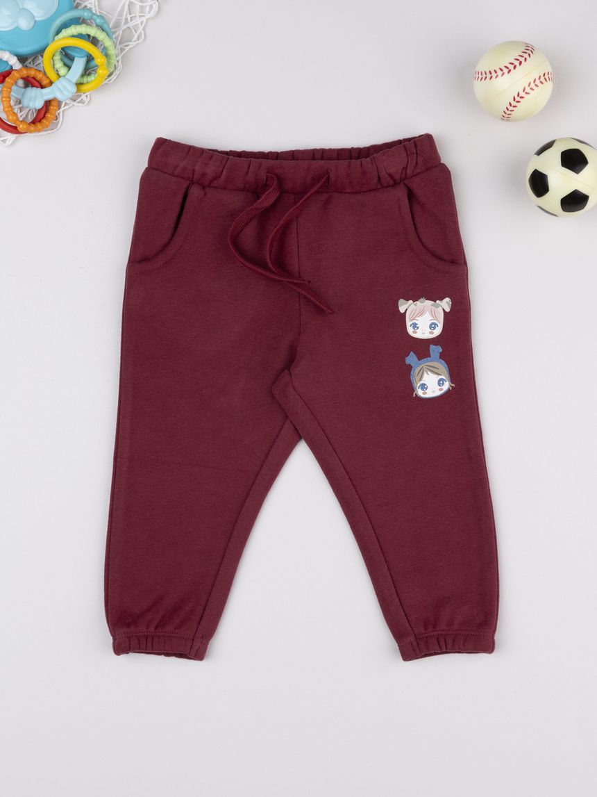 Pantalone felpato bimba bordeaux
