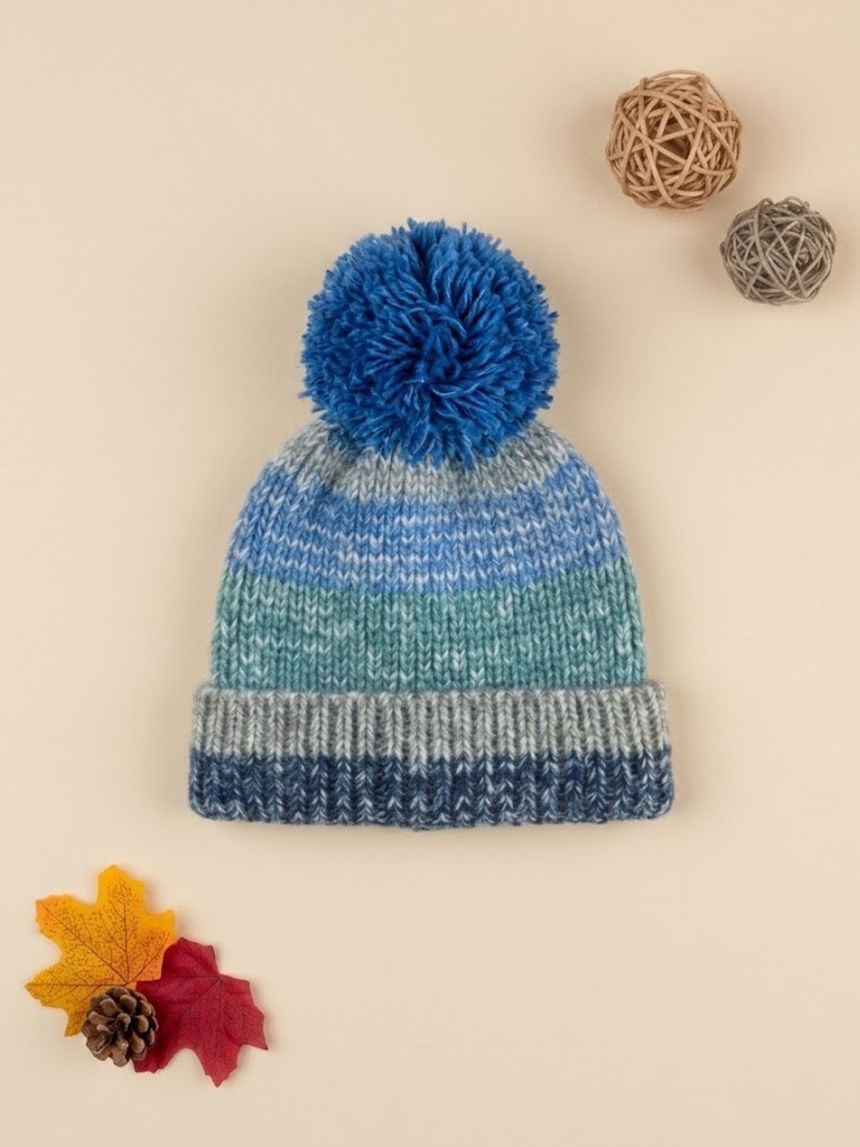 Cappello peruviano bimbo blu/grigio