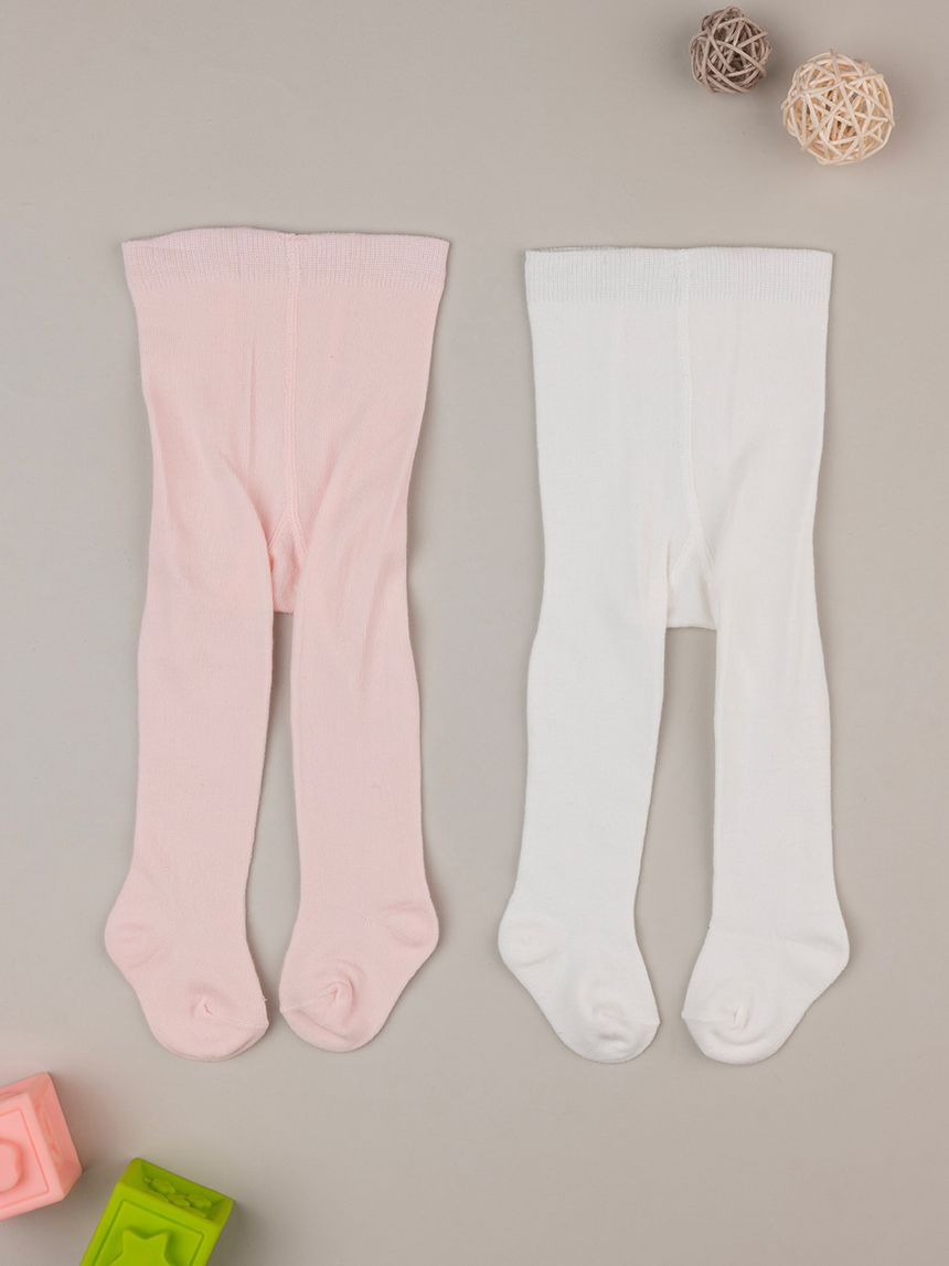 Pack 2 collant bimba rosa e bianco