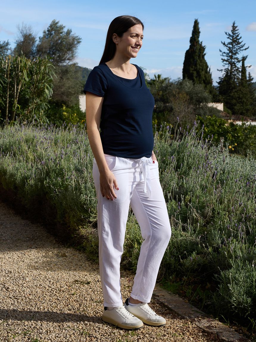 T-shirt allattamento blu in jersey di cotone