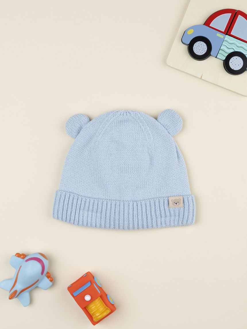 Cappello bimbo azzurro con orecchie