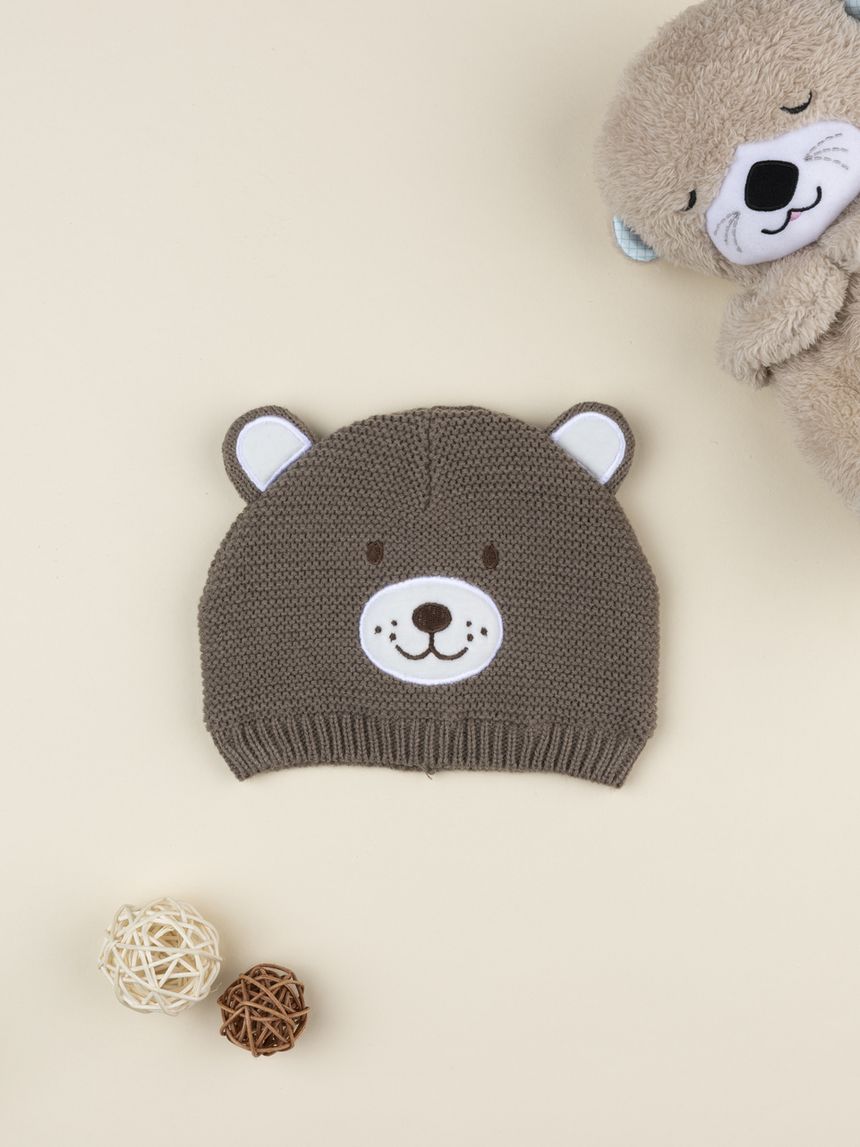 Berretto bimbo marrone orsetto