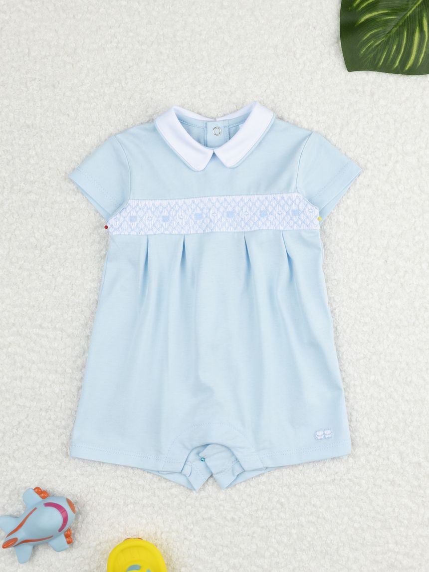 Pagliaccetto bimbo azzurro con ricami