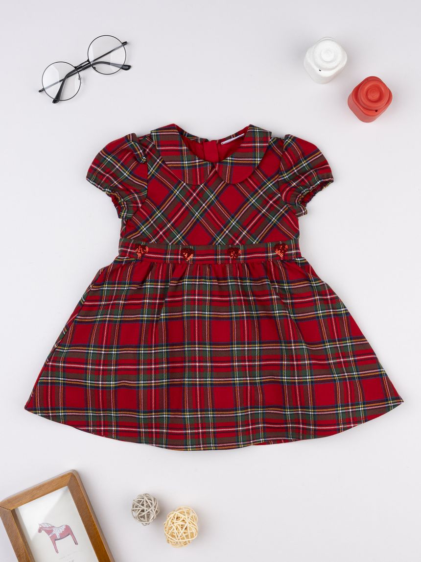 Abito tartan rosso bimba