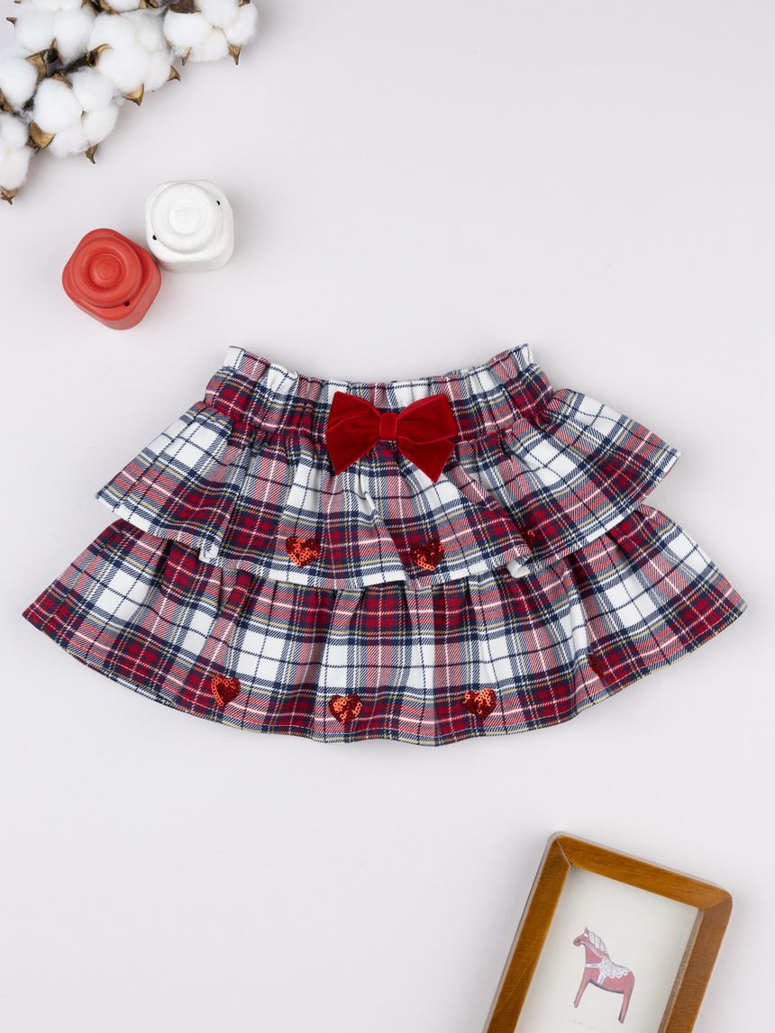 Gonna tartan bimba con applicazioni