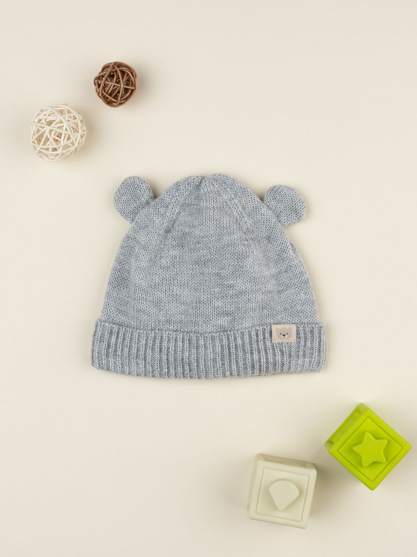 Cappello bimbo grigio con orecchie