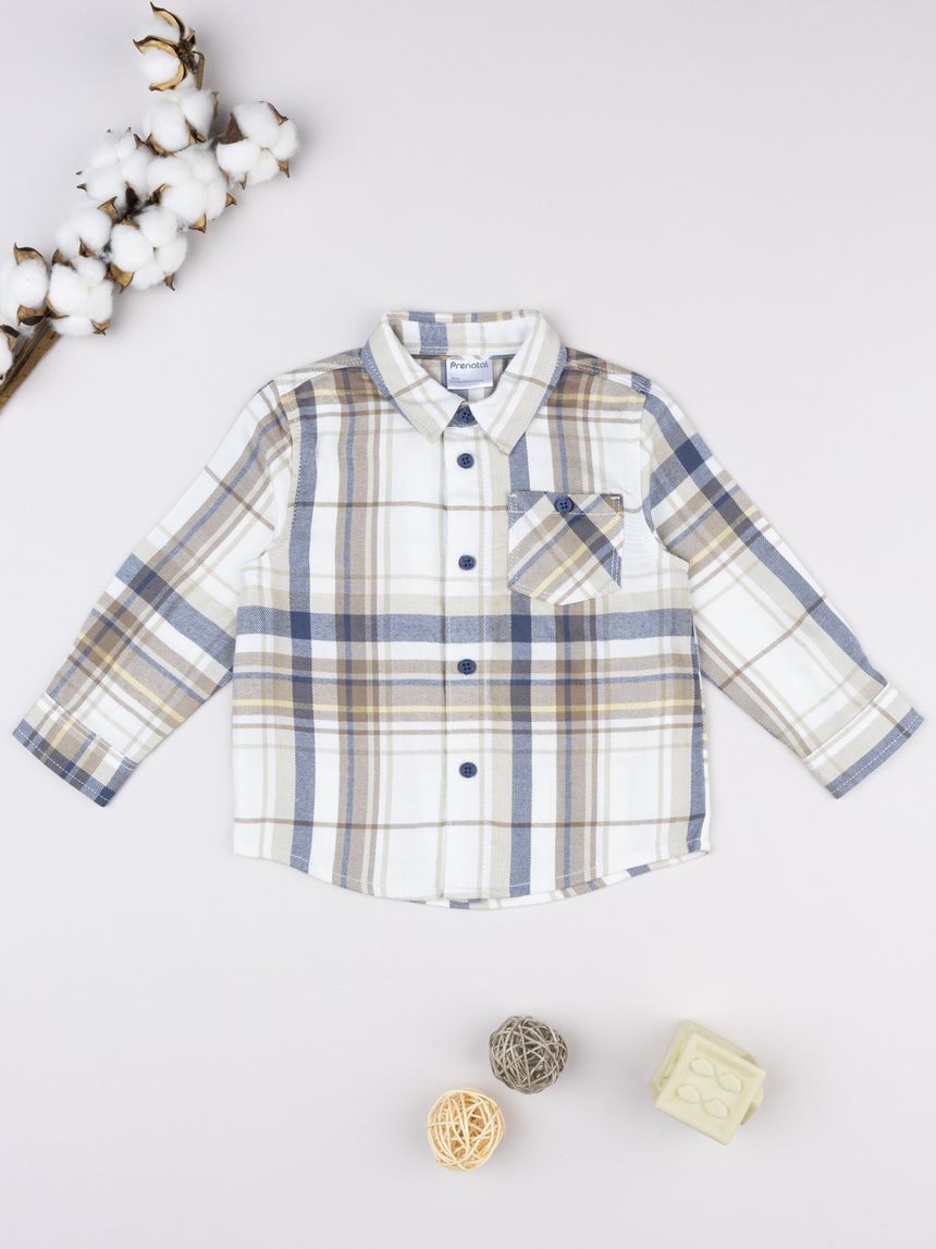 Camicia flanella bimbo giallo/blu