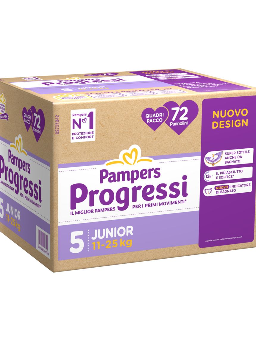 Progressi taglia 5 junior quadri pacco x72 - pampers