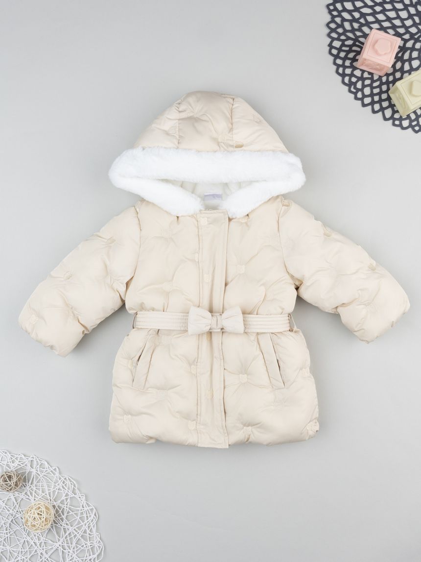 Giubbino bimba beige con fake fur