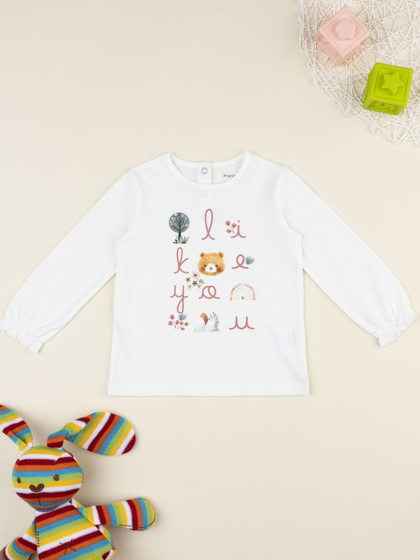 T-shirt bimba bianca stampata