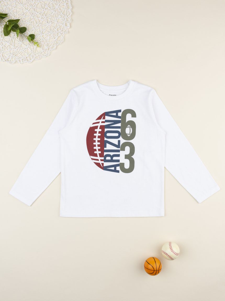 T-shirt bambino bianca stampata