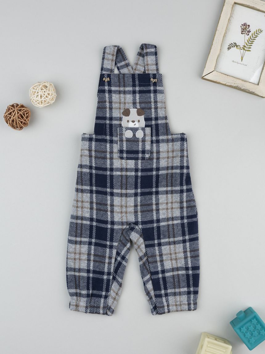 Salopette scozzese blu bimbo cagnolino