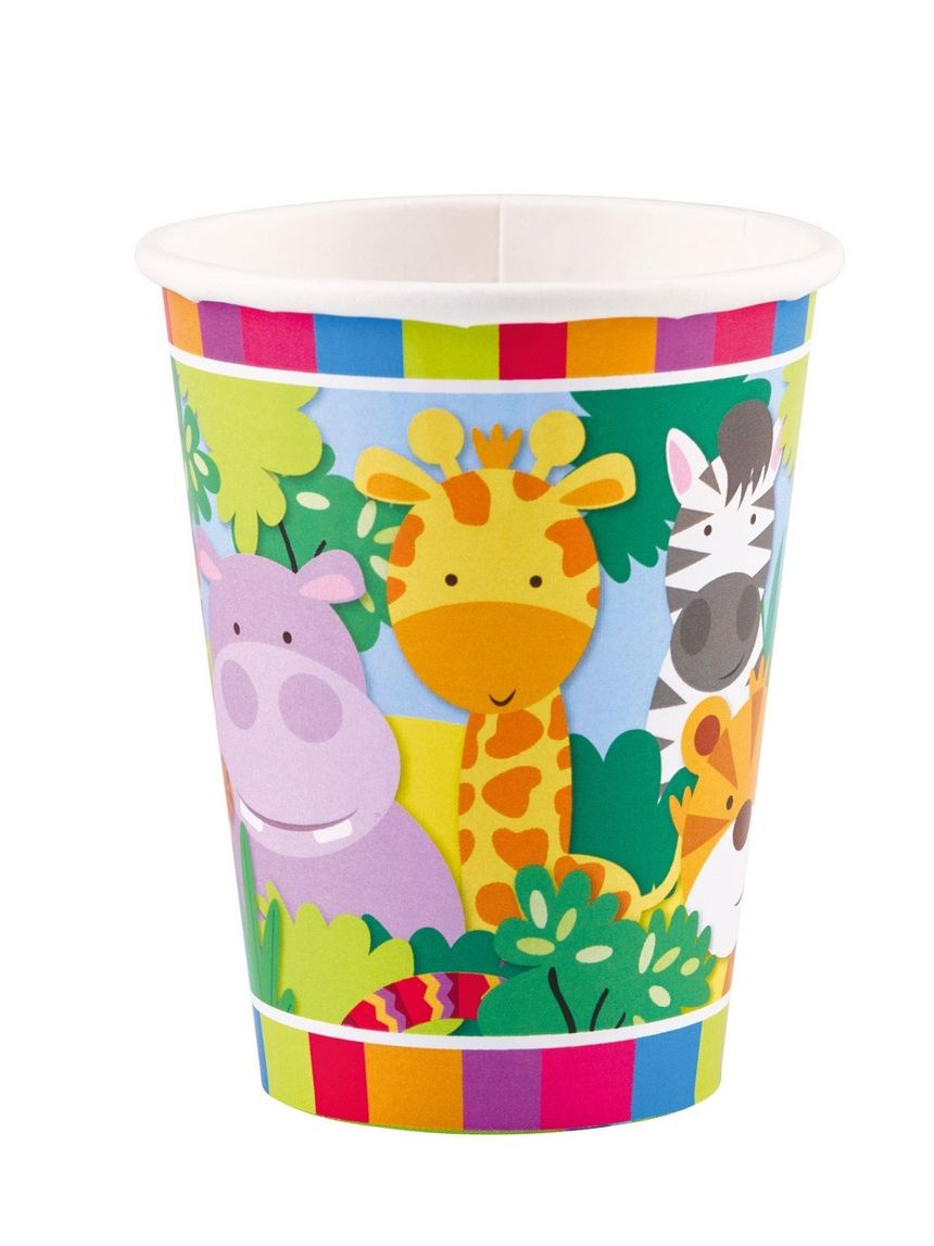 Bicchiere carta 250 ml - 8 pezzi - animali della giungla