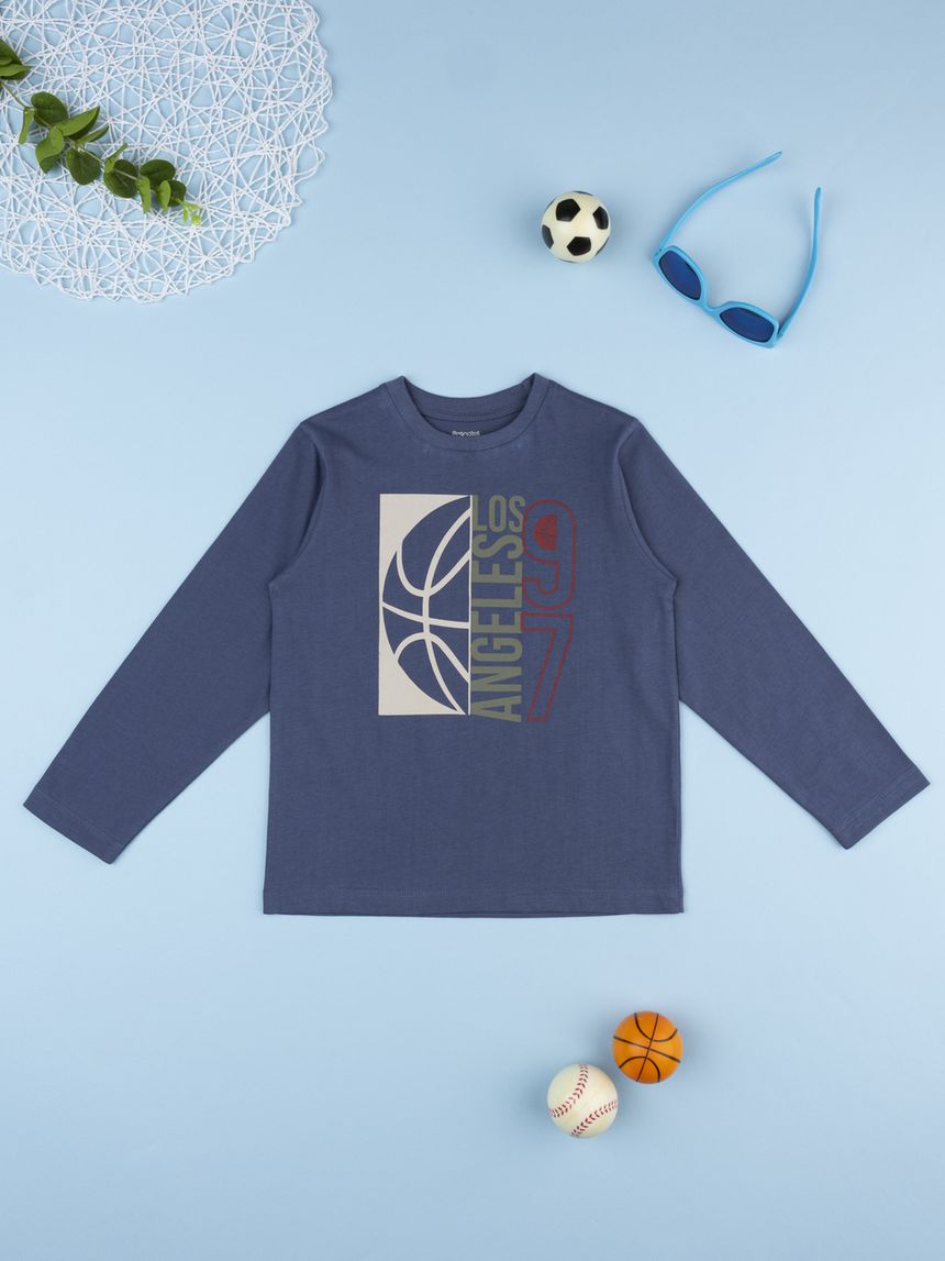 T-shirt bimbo blu stampata