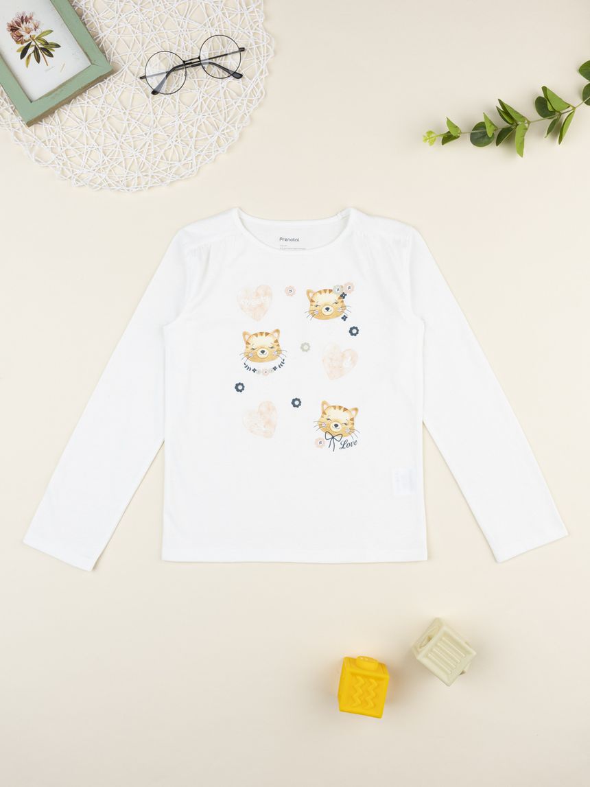T-shirt bimba bianca stampata