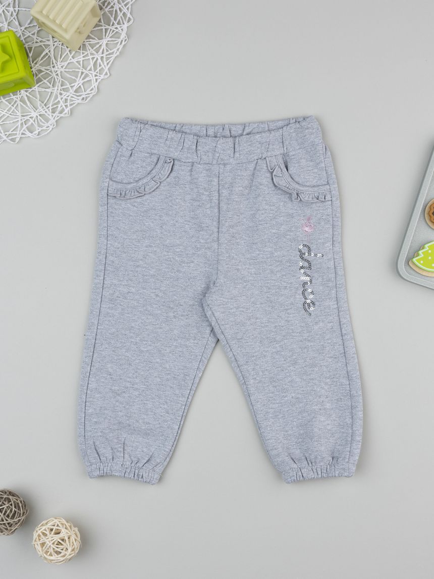 Pantalone bimba grigio frill tasche