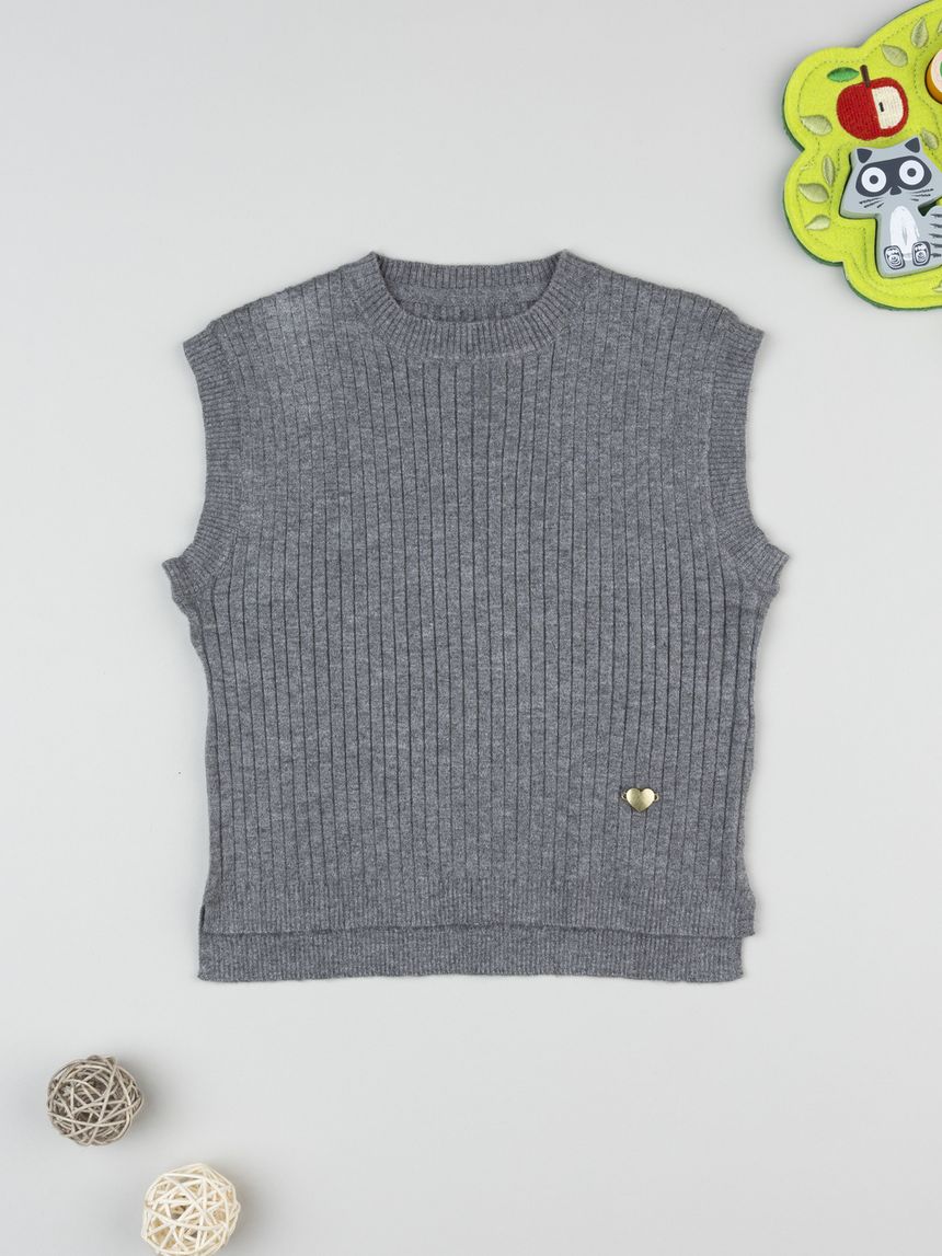 Gilet bambina tricot grigio
