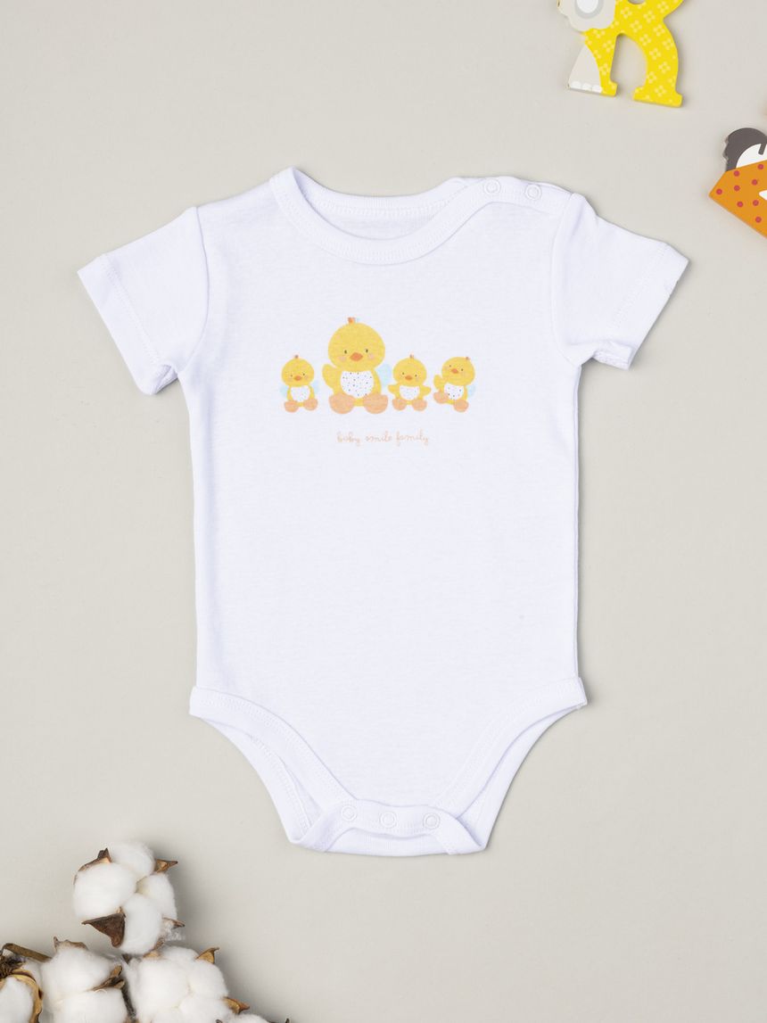 Body manica corta unisex bianco paperelle