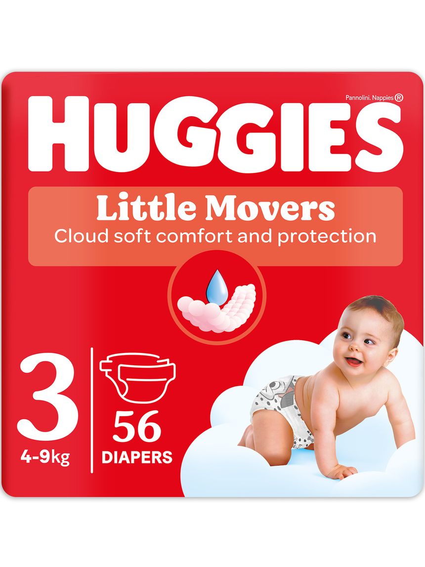 Pannolini little movers unisex grande t 3 56pz - huggies