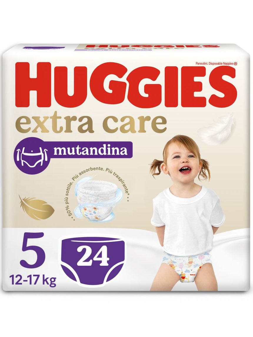Pannolini huggies extra care mutandina tg. 5 (12-17 kg) - formato da 24 pannolini